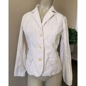 Liz Claiborne Corduroy Jacket Blazer Off White Retro 80’s Y2K Stylish Chic SZ‎ 4